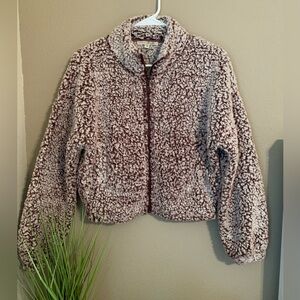 Express Cozy zip up Sherpa jacket. Oversized. Pockets. Dark Maroon. Size XXS.